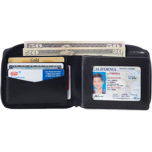 Alpine Swiss Logan Zipper Bifold Wallet | All-Around Zip Closure | 13 Card Slots 2 Bill Sections | RFID Protected Premium Leather | Gift Box