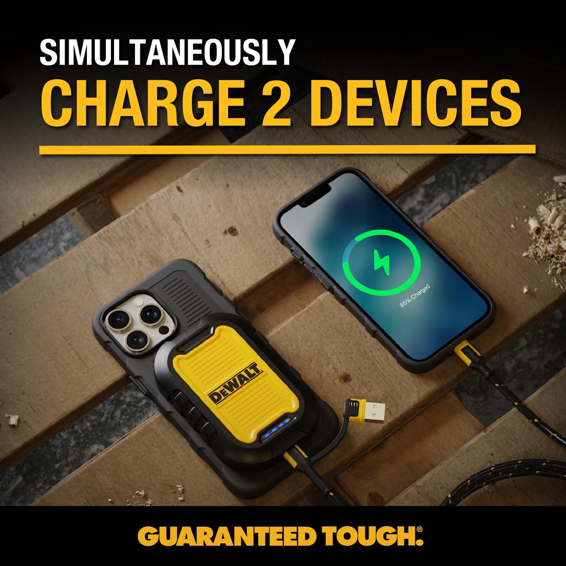 Buy now DEWALT Heavy Duty Magnetic Power Bank 5,000mAh, Rugged Wireless Portable Charger 18W Fast Charging Battery Pack, USB-C to C w/USB Adapter Cable 4' Water Resistant Works w/Magsafe iPhone 17/16/15/14 at indiglob india