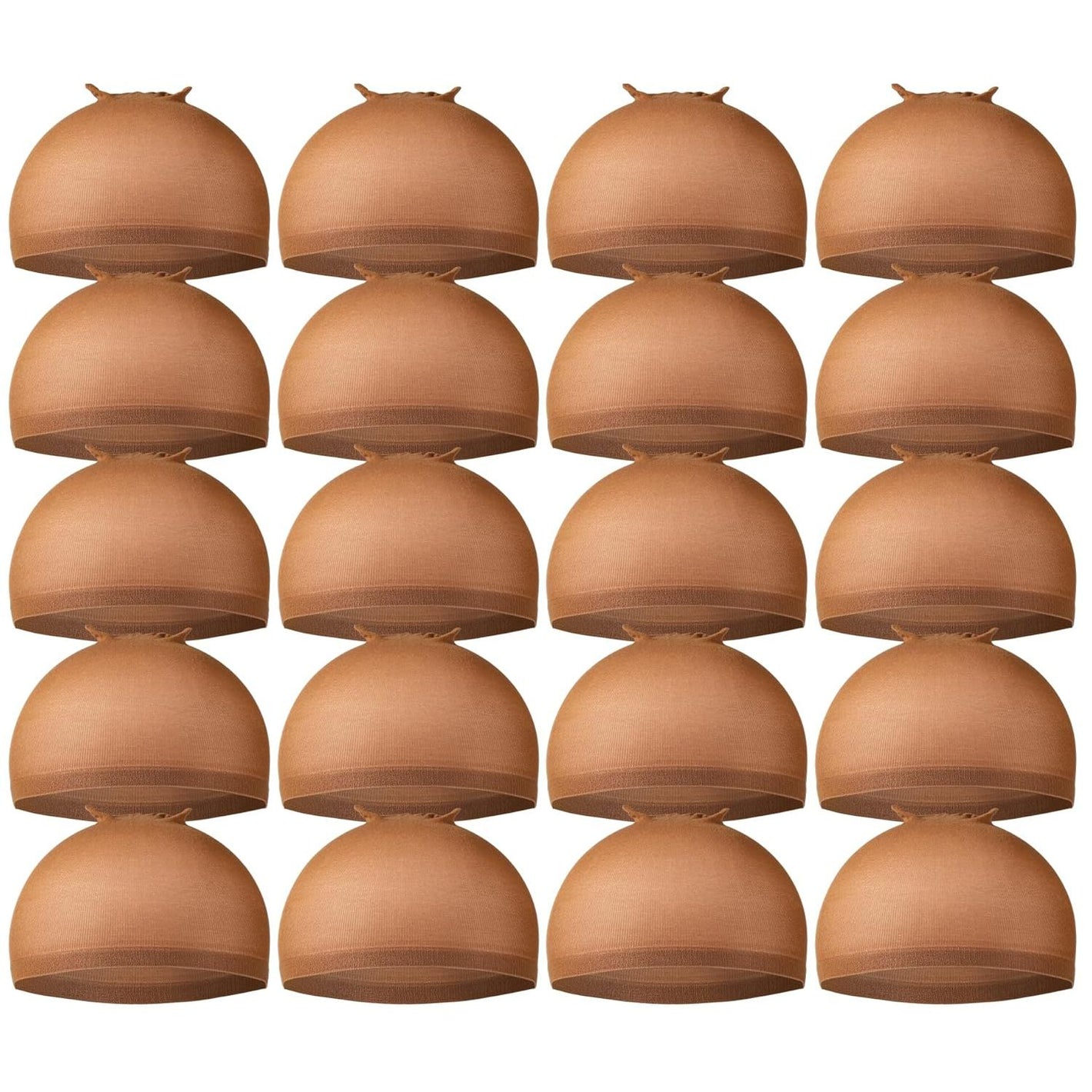 Teenitor Wig Caps, 20 Pack Stretchy Nylon Skin Tone Wig Application Caps for Women and Men - Brown