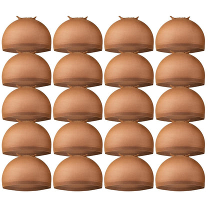 Teenitor Wig Caps, 20 Pack Stretchy Nylon Skin Tone Wig Application Caps for Women and Men - Brown
