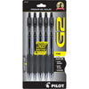 Pilot G2 Premium Gel Roller Pens 0.7, Fine Point Smooth Writing Pens Black, Pack of 5 - Black