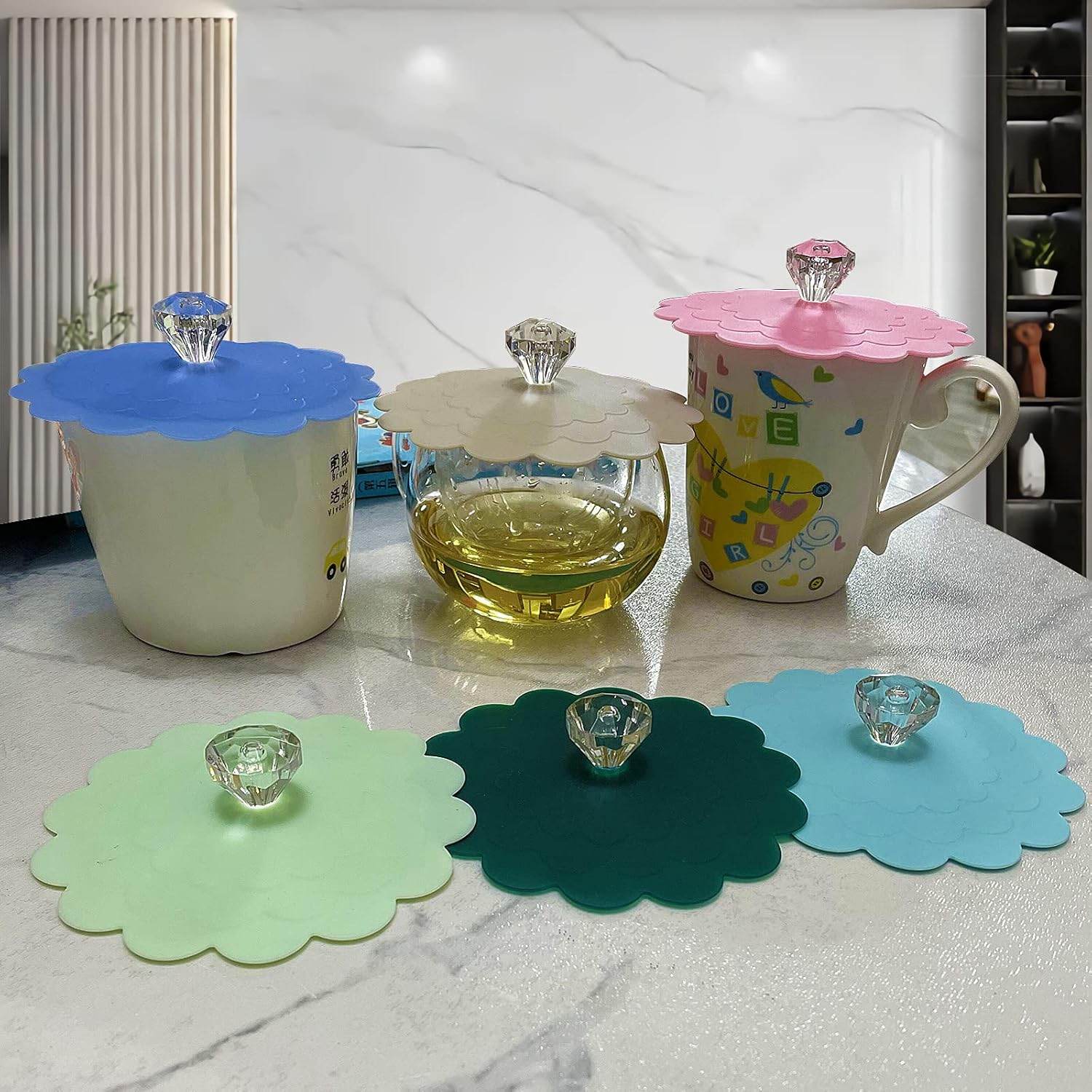 6PCS Silicone Cup Lids Mug Cover, Anti-dust Coffee Cup Mug Covers Airtight Seal Lid Cap,Drink Cup Cover for Hot and Cold Beverages - My Store