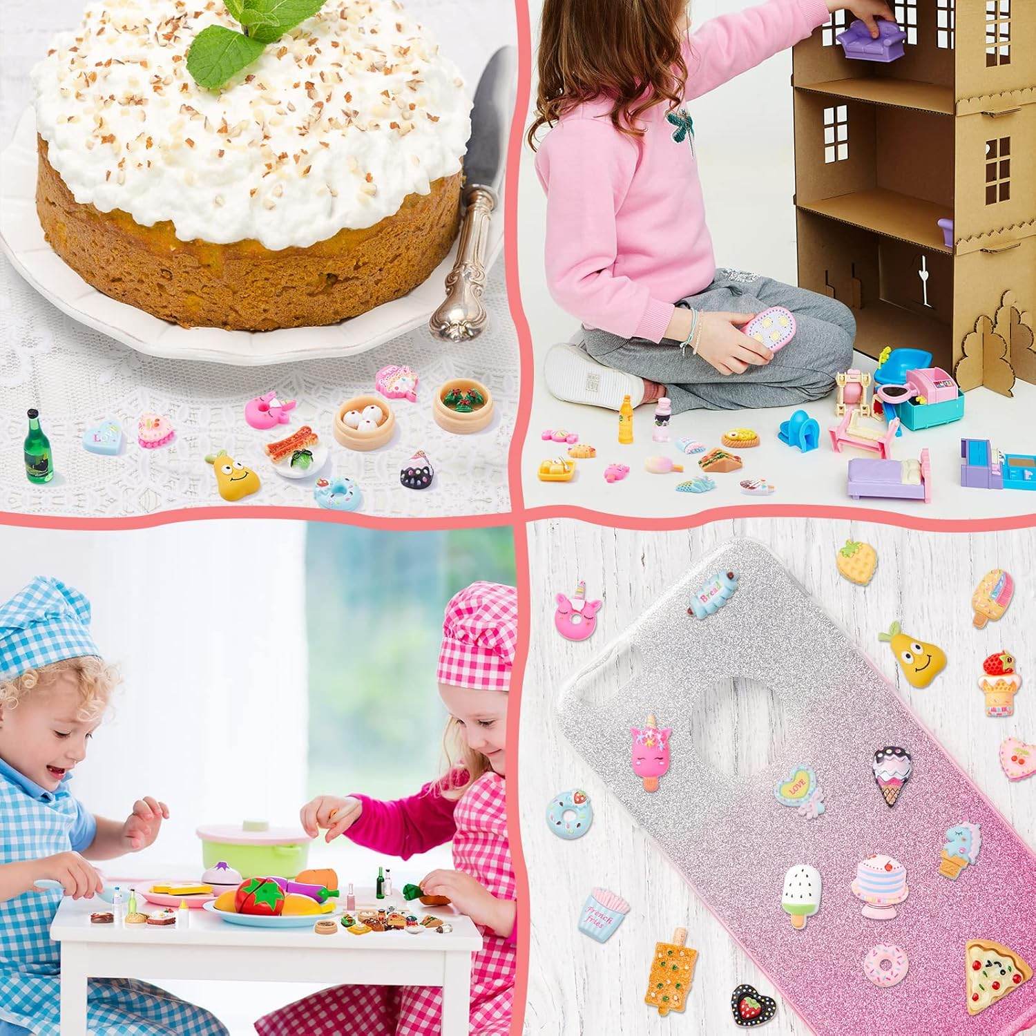 150 Pieces Miniature Food Dollhouse Miniature Food Drink Bottle Toy Assorted Pretend Foods Dollhouse Accessories Mixed Resin Kitchen Food Toy Hamburger Cake Ice Cream Pizza Bread for Adults Teenagers - My Store