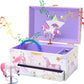 Jewelkeeper Musical Jewelry Box for Girls with Spinning Unicorn, Glitter Rainbow and Stars Design Music Box for Necklace, Earrings, and Accessories, Plays The Beautiful Dreamer Tune