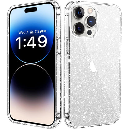 Compatible with iPhone 14 Pro Case, Bling Sparkle Soft TPU Anti-Scratch Shockproof Protective Phone Bumper, Women Girls Cute Slim Sparkly Phone Case for iPhone 14 Pro, Clear Glitter