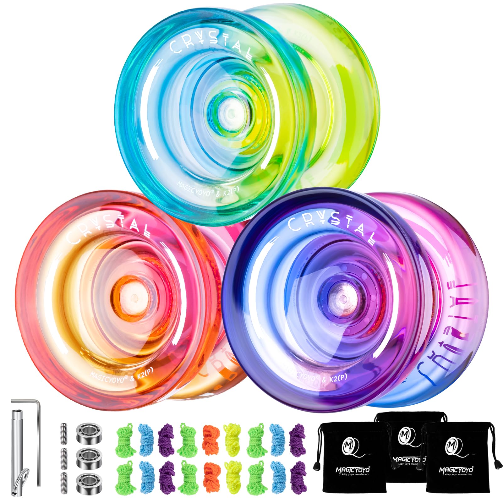 Buy now MAGICYOYO K2 Plus Crystal Orange Yoyo, Professional Fingerspin Trick Yo Yo for Kids/Adults, Responsive Yo-yo for Beginner, Replacement Unresponsive Bearing with 6 Yo yo Strings+Bearing Remover at indiglob india