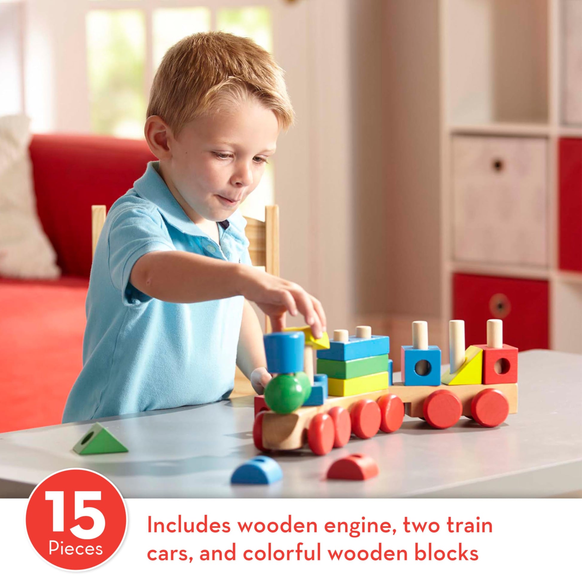 Buy now Melissa & Doug Stacking Train - Classic Wooden Toddler Toy (18 pcs) at indiglob india