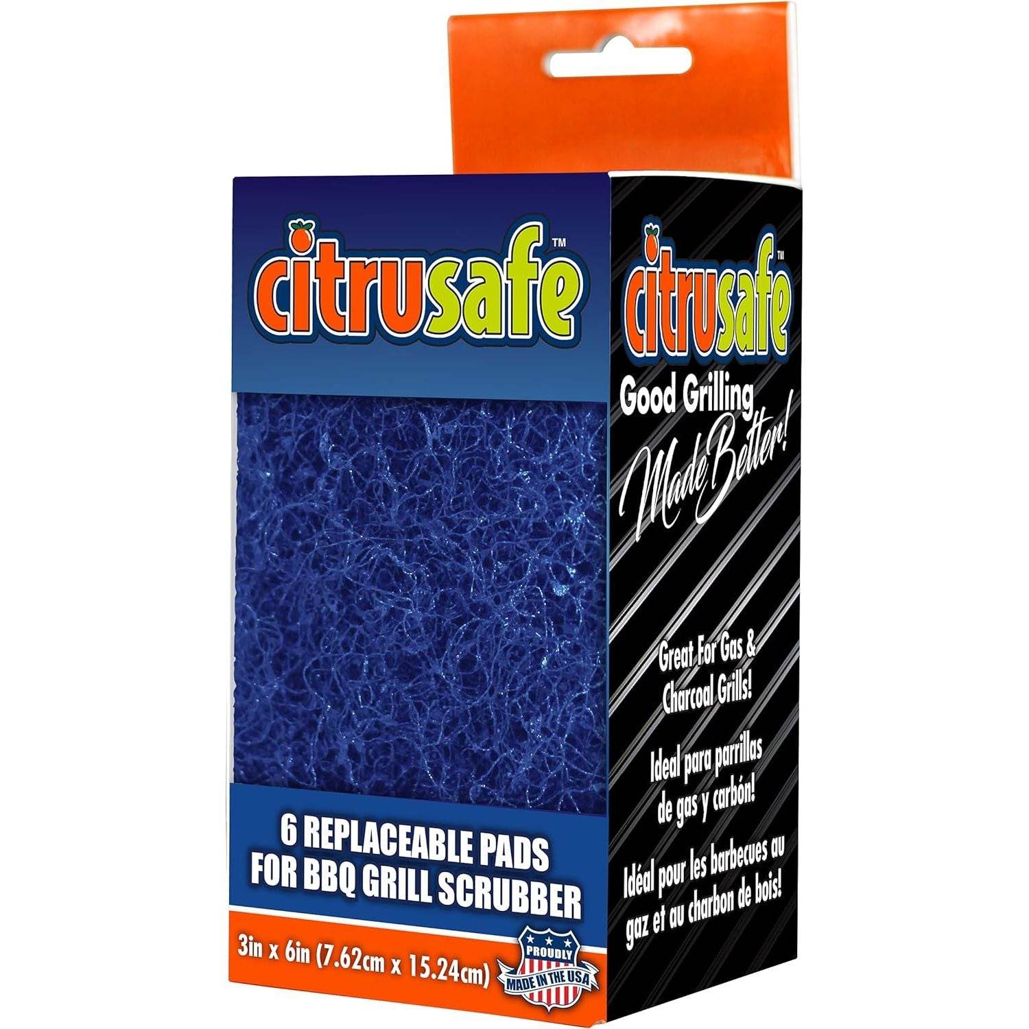 CitruSafe 6 Count Replaceable BBQ Grill Scrubber Pads - Removes Grease and Burnt Food Safely from Gas and Charcoal Grill Grates - My Store