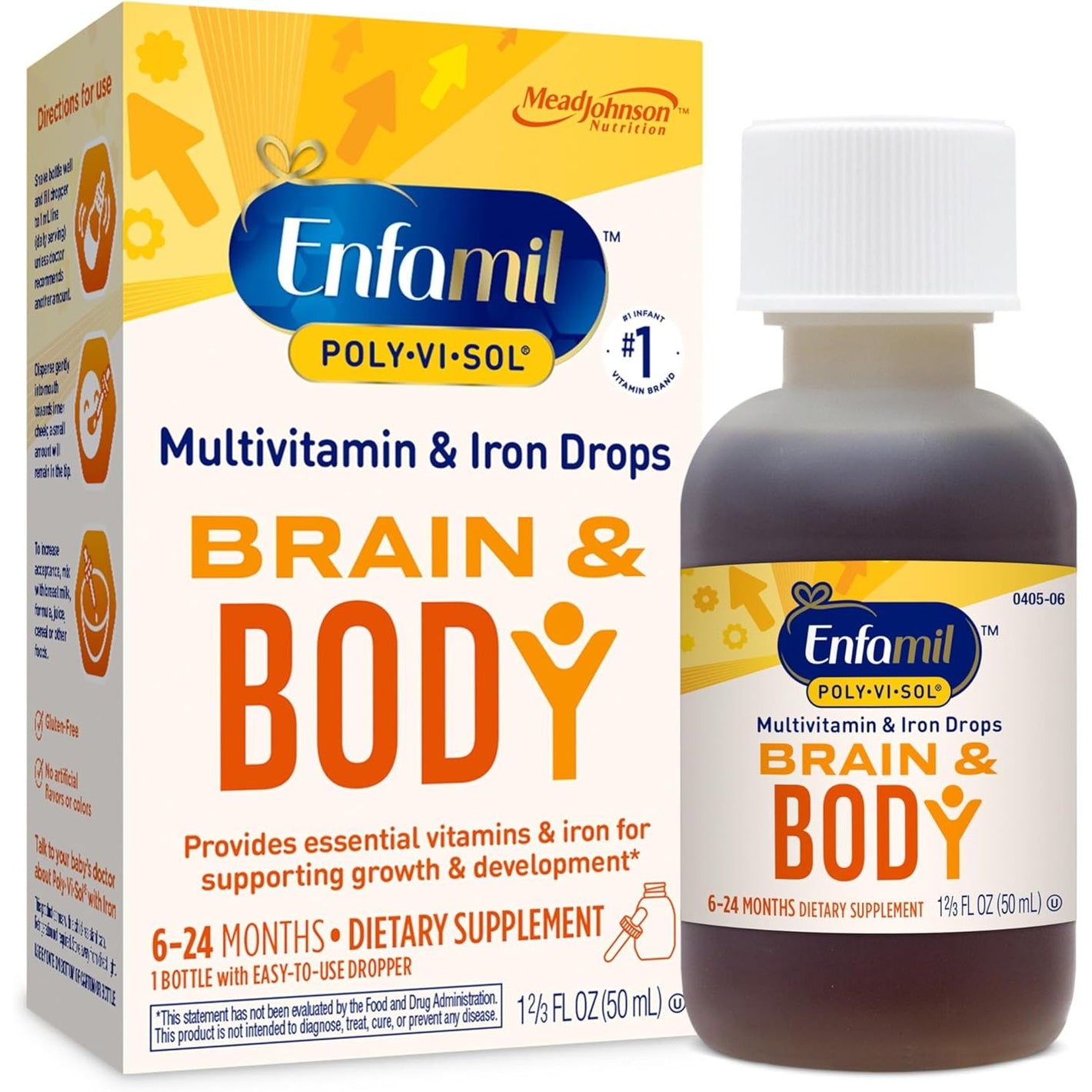 Enfamil Poly-Vi-Sol with Iron Liquid Multivitamin Drops, Supports Growth & Development*, 50mL Bottle