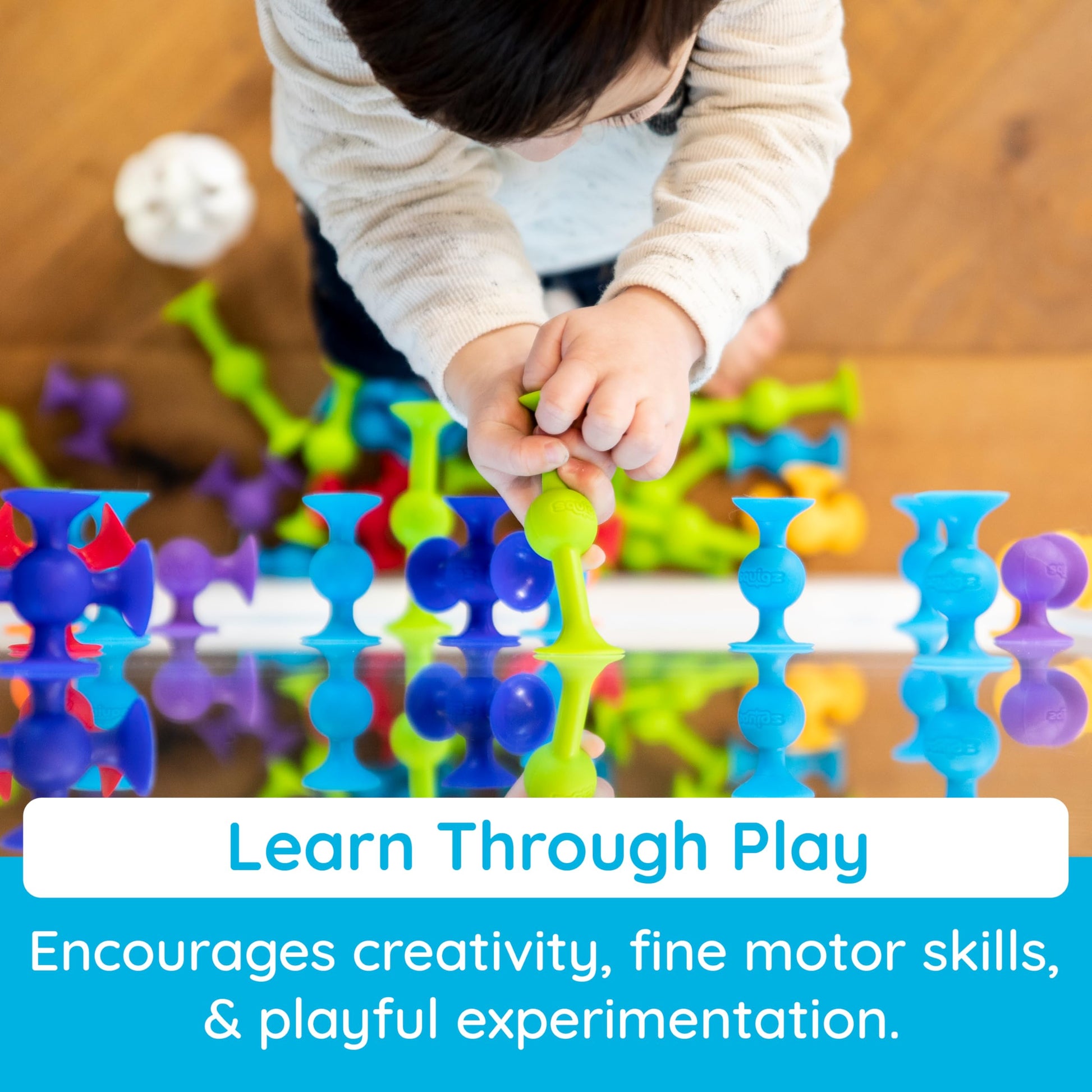Buy now Fat Brain Toys Squigz Starter Set, 24 Piece Suction Bath Toys, Sensory Toys for Kids 3 and Up at indiglob india