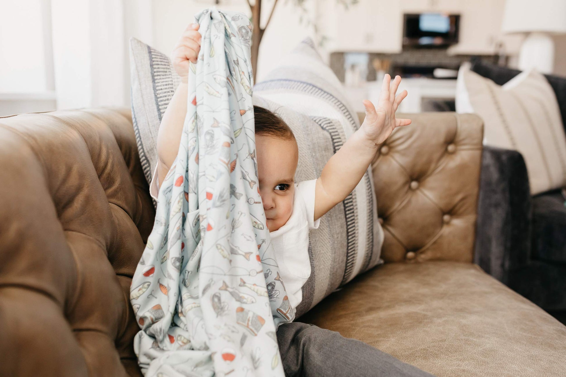 Buy now Copper Pearl Large Premium Knit Baby Swaddle Receiving Blanket Trout at indiglob india