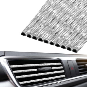 INSAUTO Bling Car Vent Outlet Trim,Bling Car Accessories for Women and Girls,10Pcs Rhinestone Car Air Conditioner Vent Decoration Strip(White)