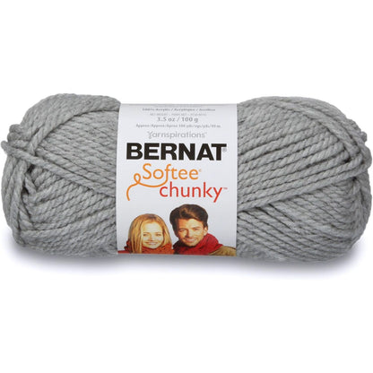 Bernat Softee Chunky Yarn, 3.5 Oz, Gauge 6 Super Bulky, Grey Heather