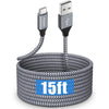 etguuds Long USB C Cable 15ft, USB 2.0 to USB Type C Cable Fast Charging Nylon Braided Charger Cord Compatible with Samsung Galaxy Note, LG, Moto, Google, Sony, Switch, Camera and Other USB-C Device - Gray