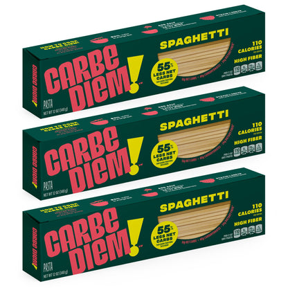 Buy now Carbe Diem!, Spaghetti, Lower Net Carb Pasta with Traditional Flavor & Texture, 8 grams of Protein, 55% Fewer Net Carbs & Only 110 Calories Per Serving, Pack of 3 at indiglob india