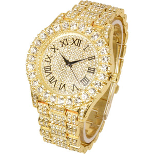 Charles Raymond Mens Big Rocks with Roman Numerals Fully Iced Out Colorful Dial Watch - ST10327 RN Single