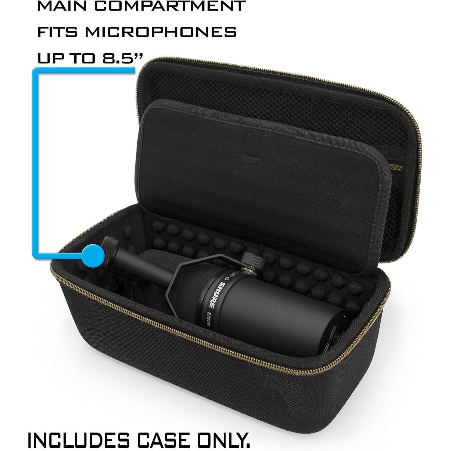 CASEMATIX Studio Case Compatible with Rode PodMic, Shure SM7B Microphone and Other Large Podcast Mics with XLR Recording Accessories - Includes Podcasting Mic Bag Only - My Store
