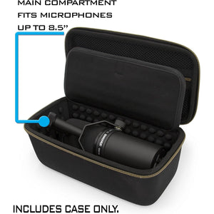 CASEMATIX Studio Case Compatible with Rode PodMic, Shure SM7B Microphone and Other Large Podcast Mics with XLR Recording Accessories - Includes Podcasting Mic Bag Only