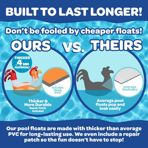 Chicken Fight Inflatable Pool Float Game Set- Includes 2 Giant Battle Ride-Ons- Flip Your Friends to Win- Outdoor Swimming Party Activities Fun w Kids Family Adults, Durable PVC Material
