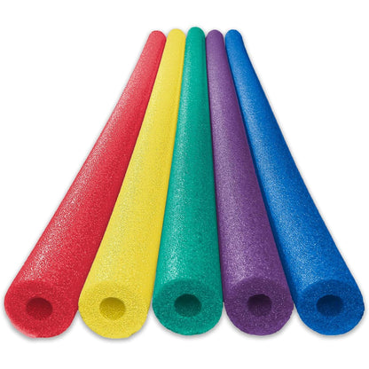 Oodles of Noodles Deluxe Rainbow Pool Noodles Foam Soft Large Noodle Tube, Bulk Floats, Pool Toy, Craft Projects, Floating Training Device, Multi-Purpose, Exercise Aid - 5 Pack