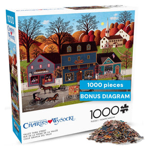 Buy now Buffalo Games – Charles Wysocki Valley Farm Street 1000 Piece Jigsaw Puzzle for Adults, Classic Americana Artwork with Full-Color Poster at indiglob india