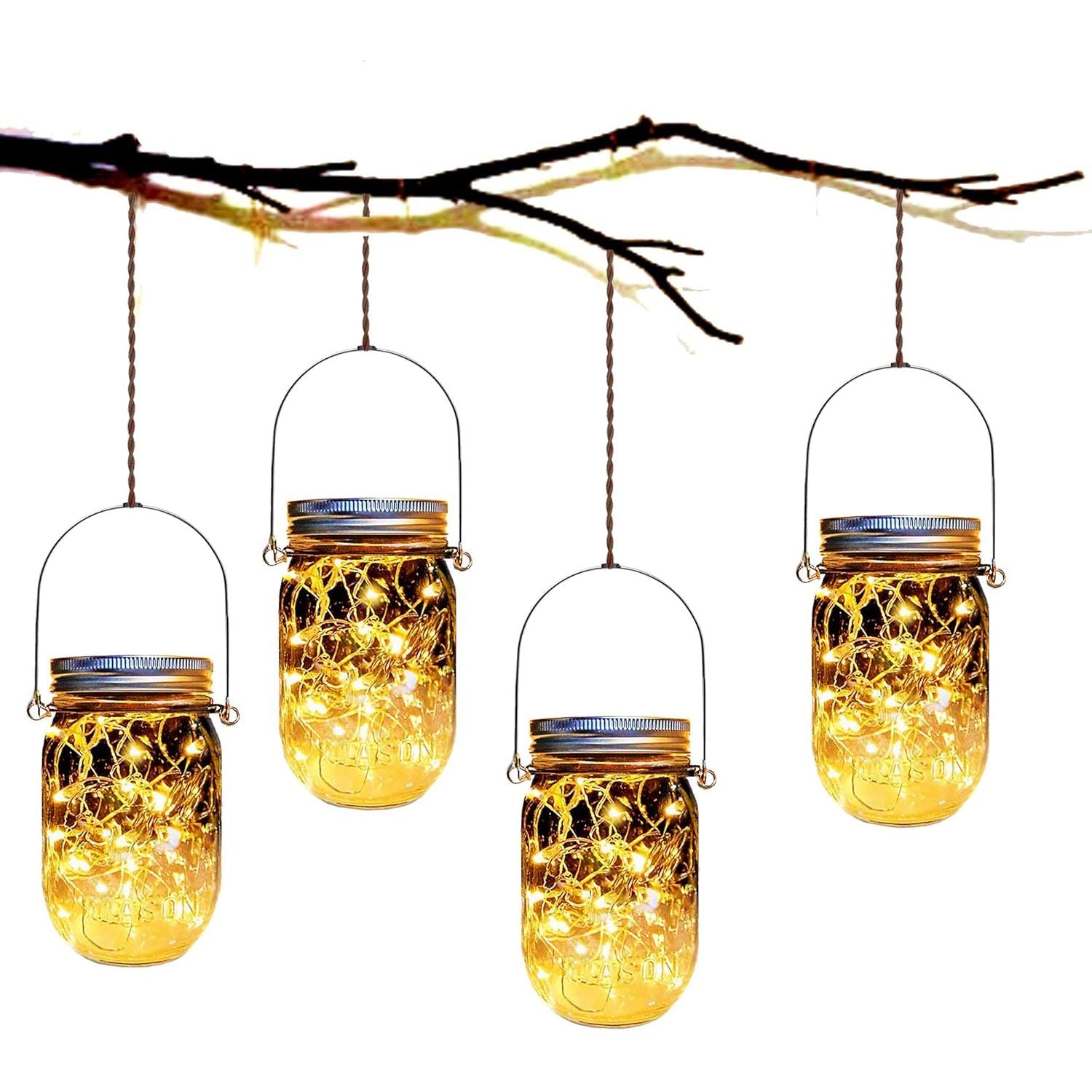 Buy now Mason Jar Solar Lantern Lights, 8 Pack 30 LED Bulbs Fairy Star Firefly Solar Lids Jar Lights,8 Hangers Included(No Jars),for Patio Garden Mason Jar Lanterns Table Wedding Decorations Lights at indiglob india