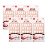 Buy now Kiss Salon Acrylic Nude French 28 Count Medium Length Flat (Pack of 6) at indiglob india