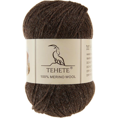 TEHETE 100% Merino Wool Yarn for Knitting 3-Ply Luxury Warm Soft Lightweight Crochet Yarn(Ginger,1Ball)