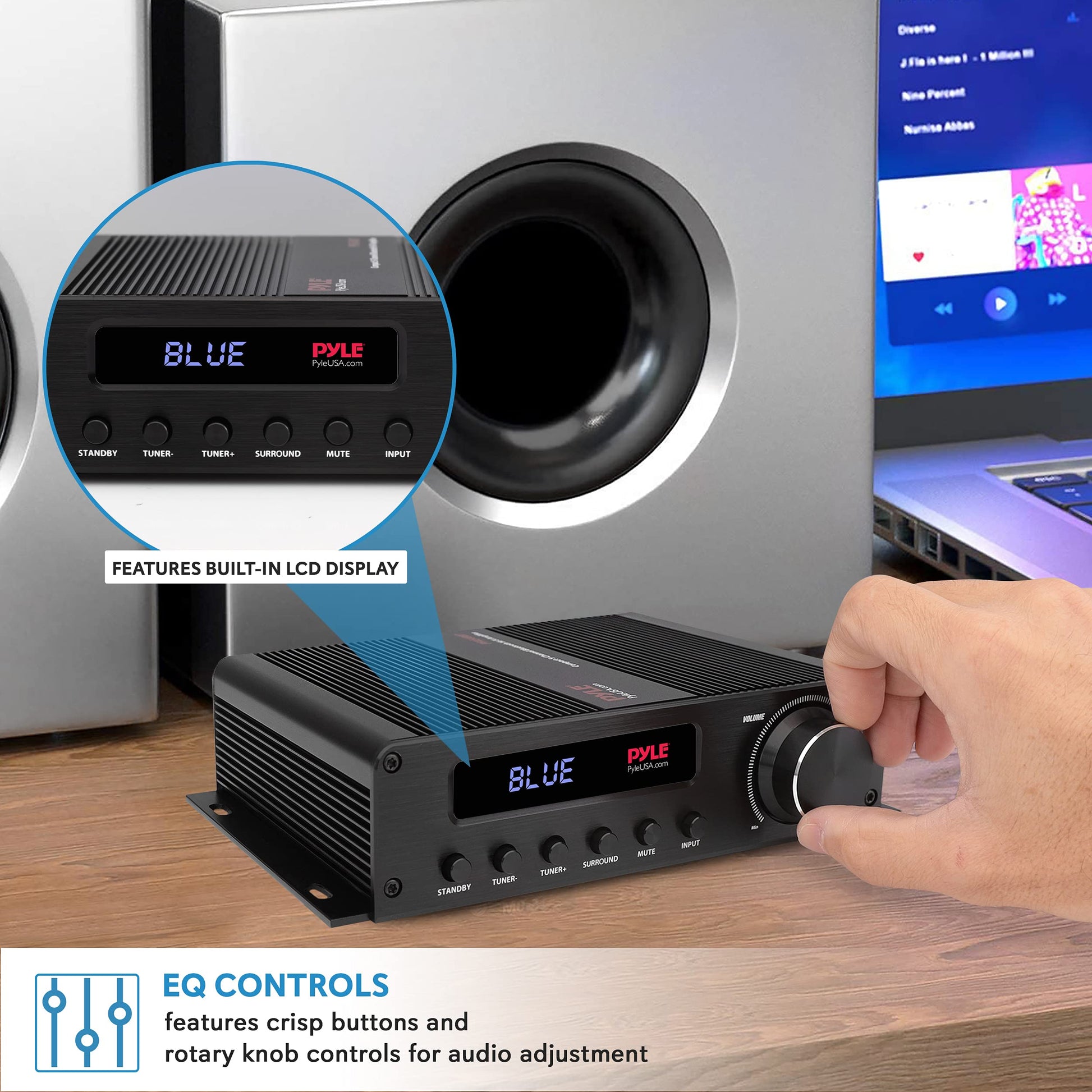 Buy now Pyle Wireless Bluetooth Home Audio Amplifier - 100W 5 Channel Home Theater Power Stereo Receiver, Surround Sound w/ HDMI, AUX, FM Antenna, Subwoofer Speaker Input, 12V Adapter, Black - PFA540BT at indiglob india