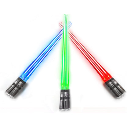 Lightsaber Chopsticks Light Up - LED Glowing Light Saber Star Wars Chop Sticks - Reusable Sushi Lightup Sabers Chopstick Set Of 1 Blue Pair