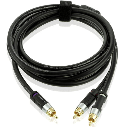 Mediabridge™ Ultra Series RCA Y-Adapter (8 Feet) - 1-Male to 2-Male for Digital Audio or Subwoofer - Dual Shielded with RCA to RCA Gold-Plated Connectors - Black - (Part# CYA-1M2M-8B)