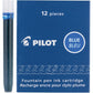 PILOT Namiki IC100 Fountain Pen Ink Cartridges, Blue, 12-Pack (69101)