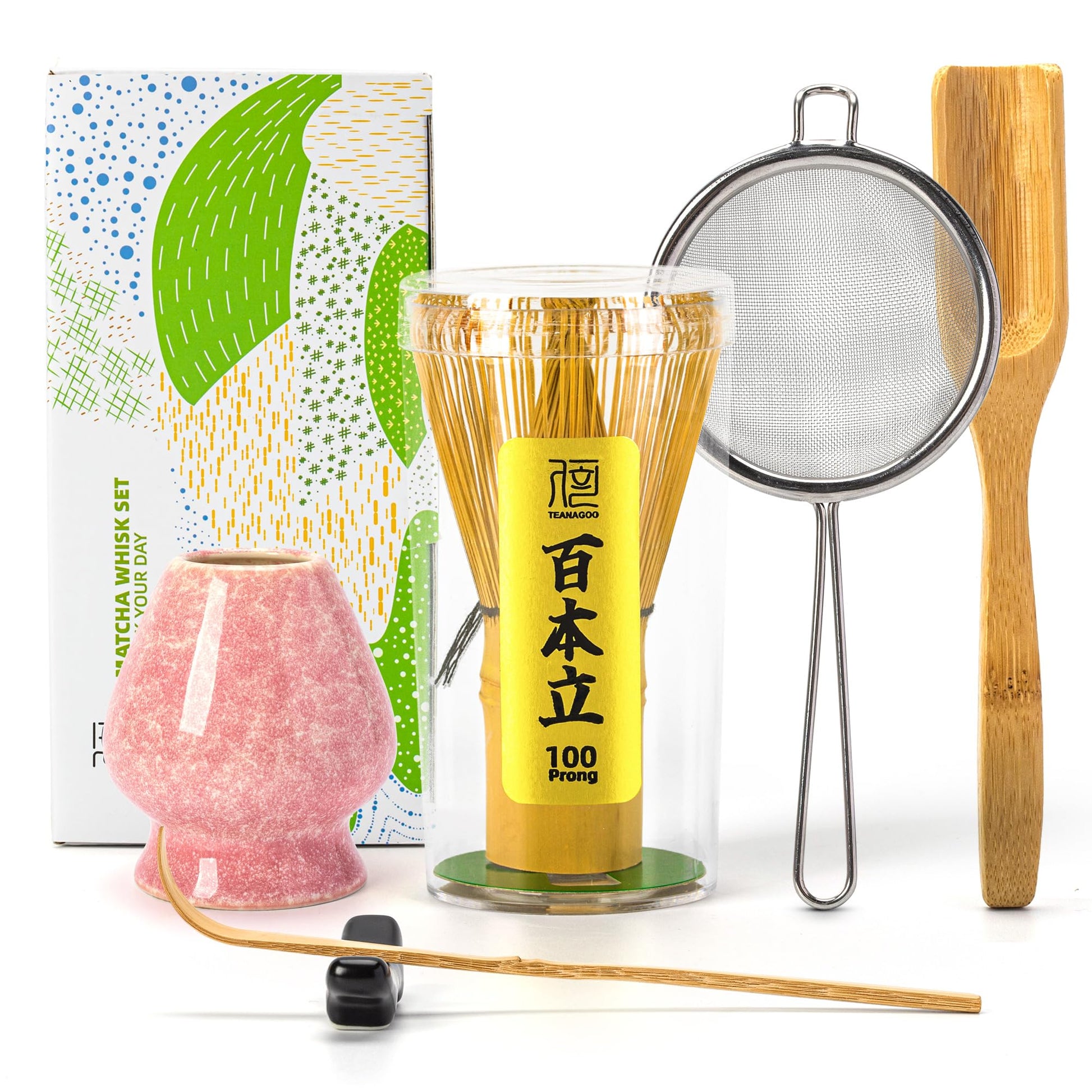 Buy now TEANAGOO MA-01 Japanese Matcha Ceremony Accessory, Matcha Whisk (Chasen), Traditional Scoop (Chashaku), Tea Spoon, Whisk Holder, The Perfect Set to Prepare a Traditional Cup of Matcha.… at indiglob india