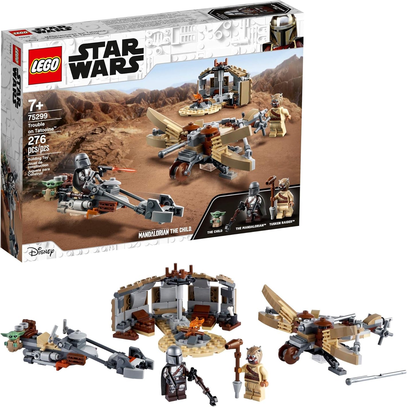 LEGO Star Wars: The Mandalorian Trouble on Tatooine 75299 Awesome Toy Building Kit for Kids Featuring The Child, New 2021 (277 Pieces)
