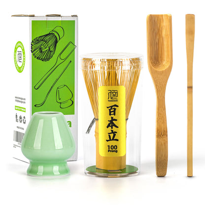 Buy now TEANAGOO MA-01 Japanese Matcha Ceremony Accessory, Matcha Whisk (Chasen), Traditional Scoop (Chashaku), Tea Spoon, Whisk Holder, The Perfect Set to Prepare a Traditional Cup of Matcha.… Green Celadon at indiglob india