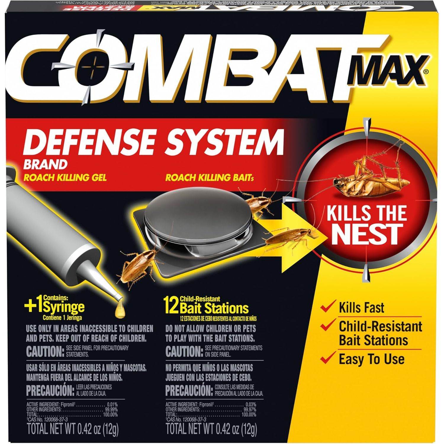 Combat Max Defense System Brand, Small Roach Killing Bait and Gel, 12 Count - My Store
