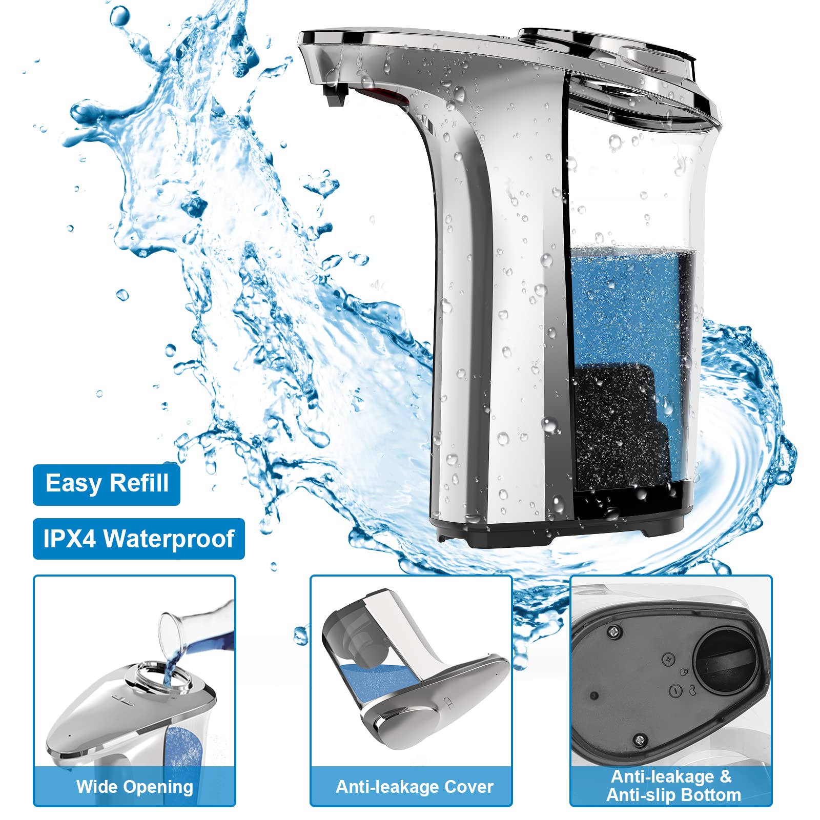 Buy now Automatic Soap Dispenser, Touchless Dish Soap Dispenser 17oz/500ml with Infrared Sensor, 5 Adjustable Soap Levels, Liquid Dispenser for Bathroom Kitchen (Silver) at indiglob india