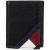 Tommy Hilfiger Men's Trifold Wallet - Black Stitched Flag