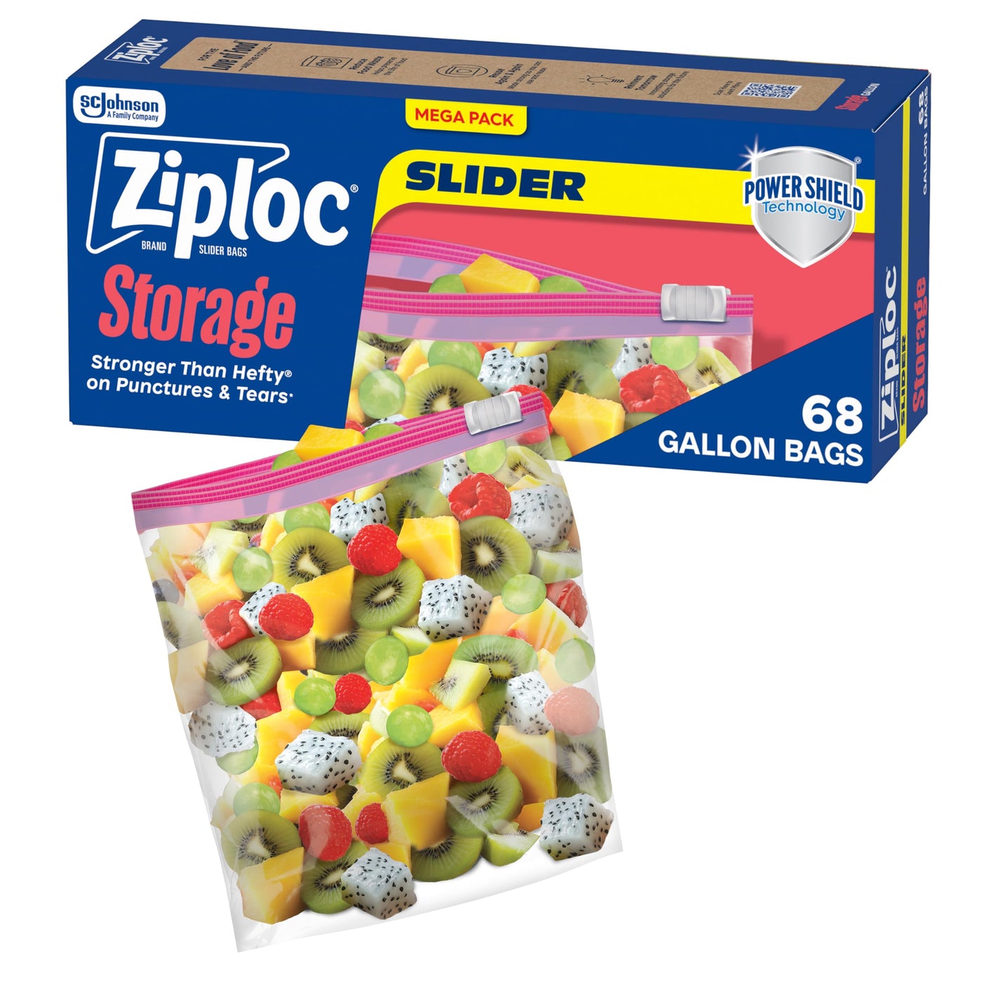 Buy now Ziploc Gallon Food Storage Slider Bags, Power Shield Technology for More Durability, 68 Count at indiglob india