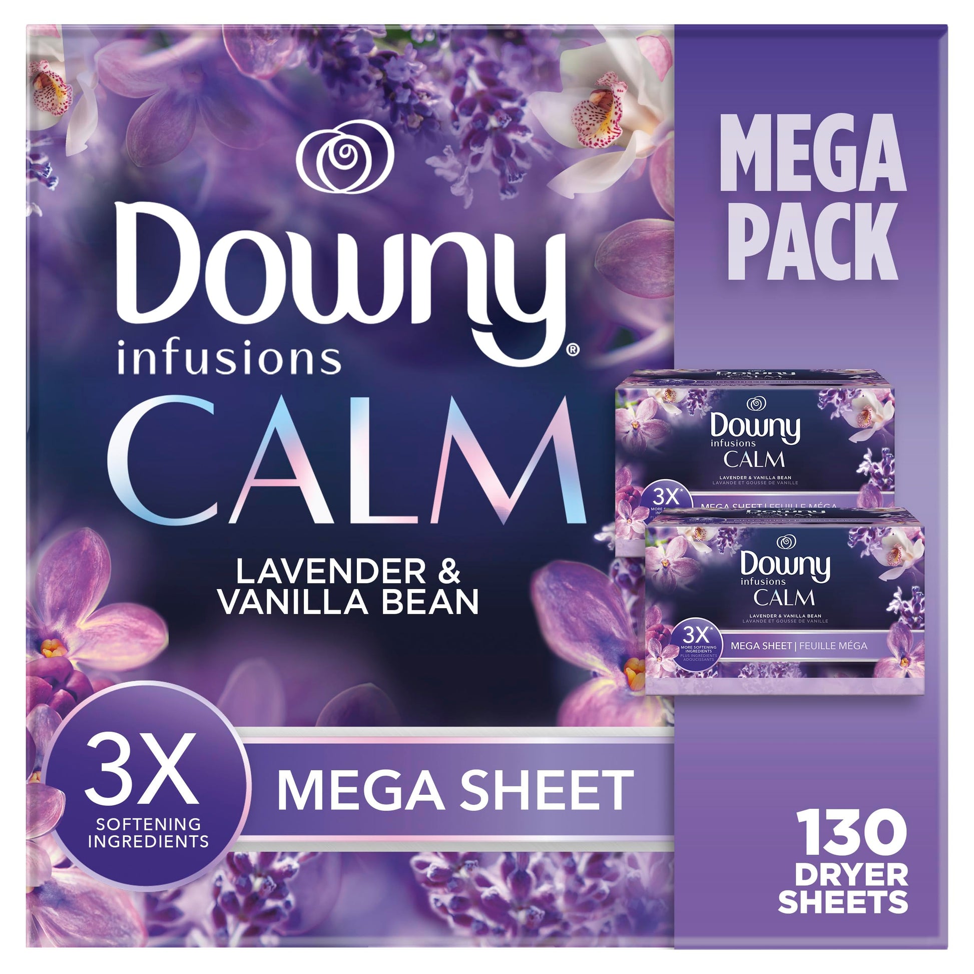 Buy now Downy Infusions Dryer Sheets Laundry Fabric Softener, Calm Scent, Lavender & Vanilla Bean, 200 Count at indiglob india