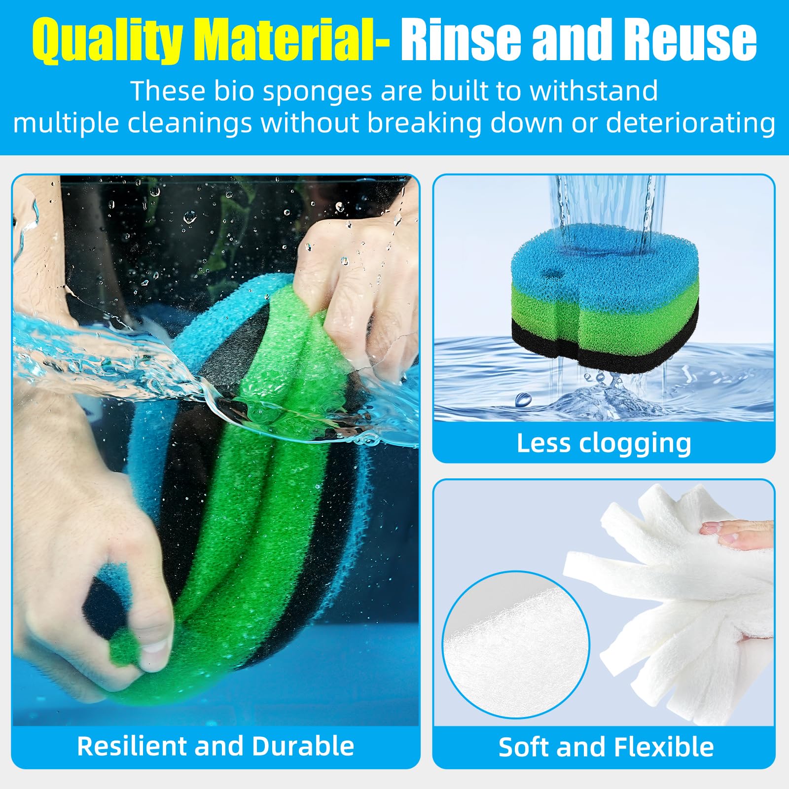 Buy now AQUANEAT Replacement Canister Filter Pads Compatible with SUNSUN HW-302 Aquarium Filter Media Sponge Floss 16pcs at indiglob india