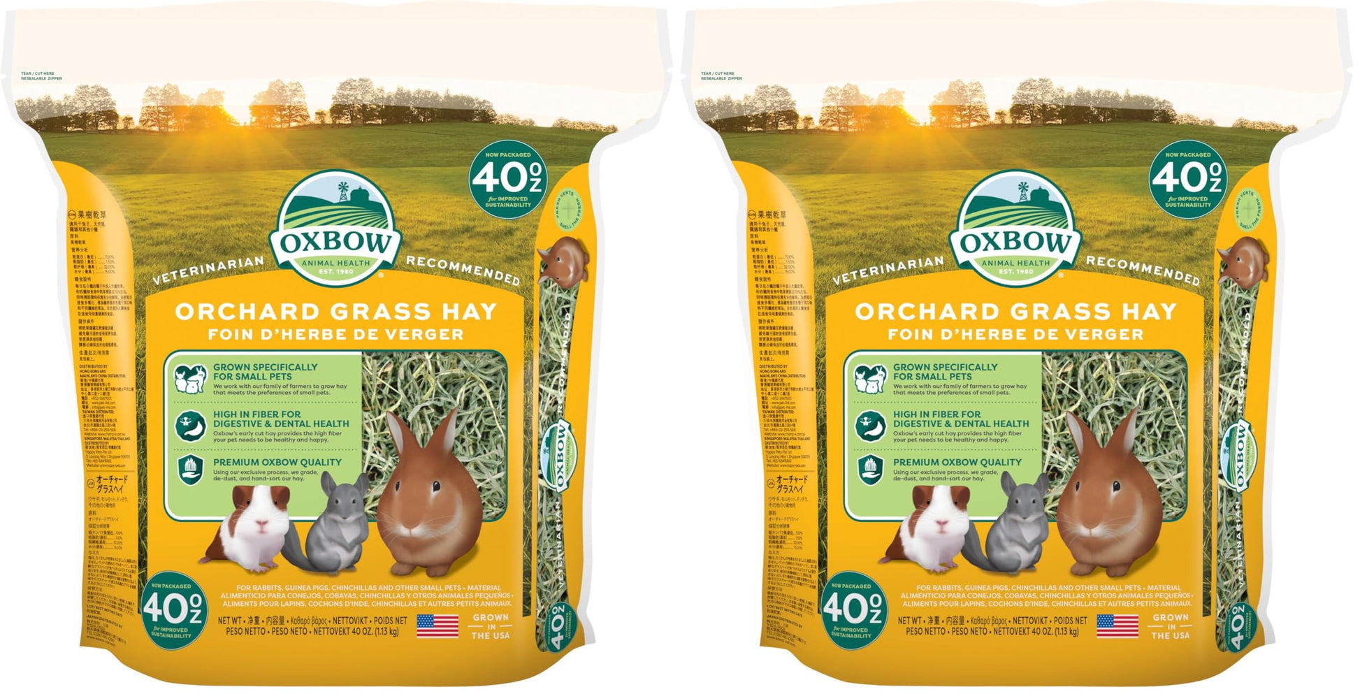 Buy now Oxbow Orchard Grass Hay, Rabbit & Guinea Pig Hay, High Fiber for Digestive Health, Grown in the USA, Veterinarian Recommended Small Pet Supplies, for Rabbits, Guinea Pigs, & Chinchillas, 15 oz. Orchard Grass 40 Ounce (Pack of 2) at indiglob india