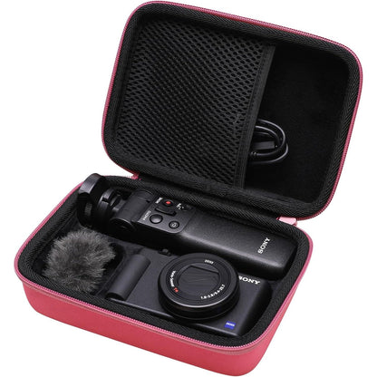 LTGEM Camera Case Compatible with Sony ZV-1F / ZV-1 / ZV-1 II Vlog Digital Camera, Tripod, Microphone and Vlogger Accessory Kit with Shoulder Strap, Black+Gray