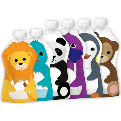 Squooshi Reusable Baby Food Pouches for Toddlers | BPA Free Plastic, Food Safe, Freezer Safe | Refillable for Applesauce Yogurt & Puree Squeeze Pouch | 6 Pack | 5 oz