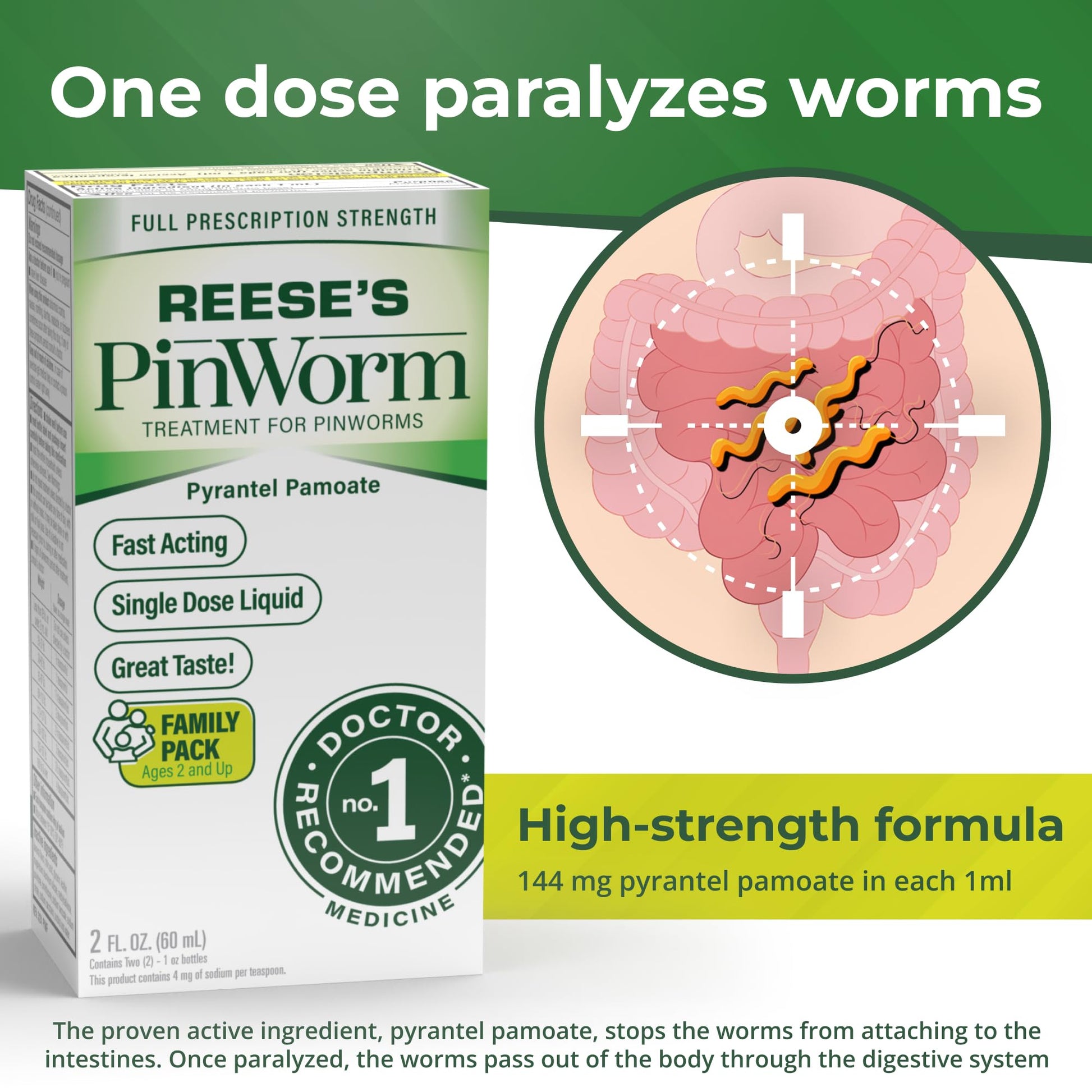 Buy now REESE'S PINWORM Medicine Liquid for Entire Family, Full Prescription Strength, 2 Oz, #1 Doctor Recommended Single Dose Pyrantel Pamoate Dewormer for Adults & Kids Ages 2+, Banana Flavor at indiglob india
