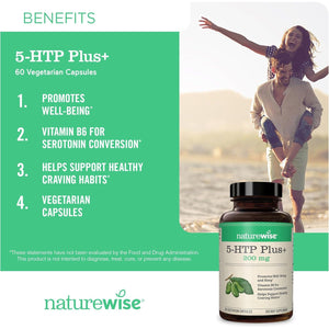 NatureWise 5-HTP 200mg Supplement from Griffonia Seeds with Cofactor Vitamin B6 - Mood Support and Natural Sleep Aid for Adults - Delayed-Release, Vegan - 30 Count[1-Month Supply]