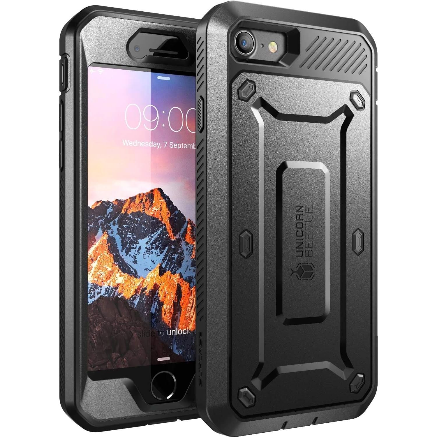 Buy now SUPCASE for iPhone 8 Plus Case with Belt-Clip (Unicorn Beetle Pro), [Built-in Screen Protector] [Military-Grade Drop Protection] Heavy Duty Rugged Phone Case for iPhone 8 Plus/iPhone 7 Plus, Black at indiglob india