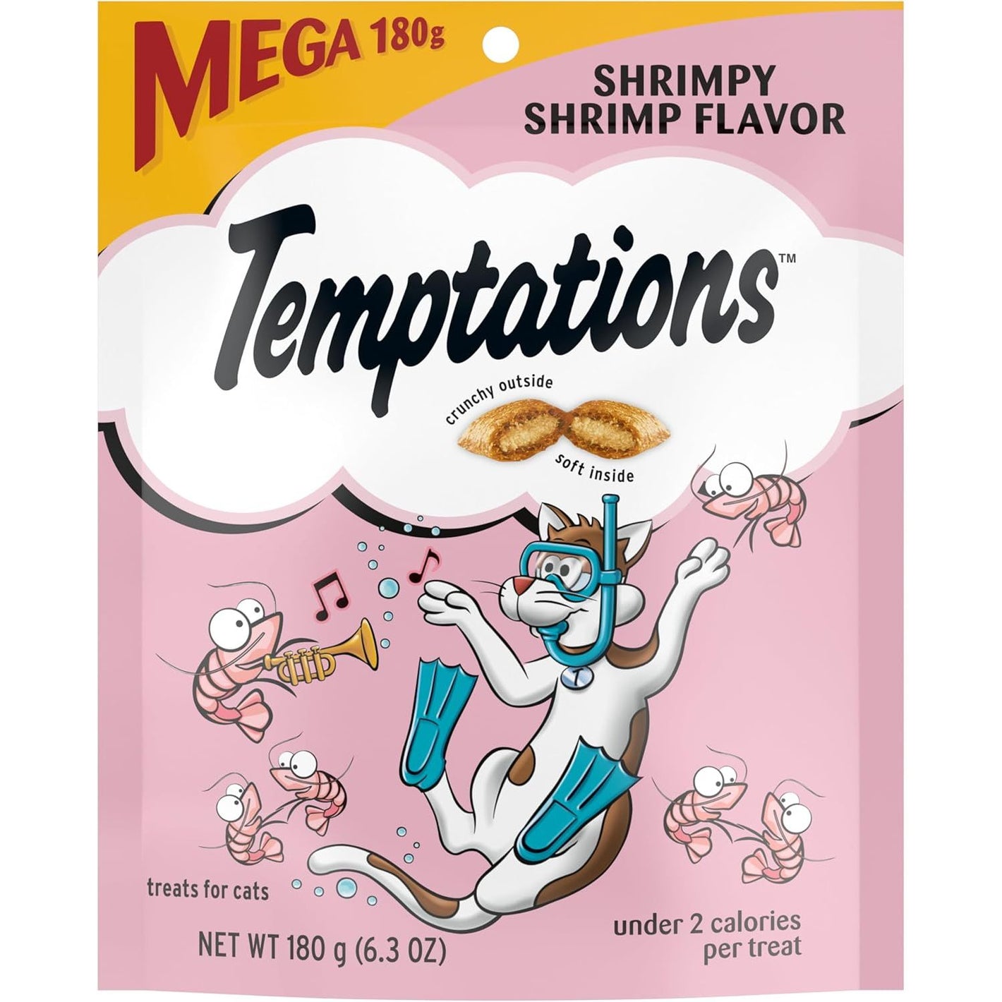 Temptations Classic Crunchy and Soft Cat Treats, Shrimpy Shrimp Flavor, 6.3 oz. Pouch