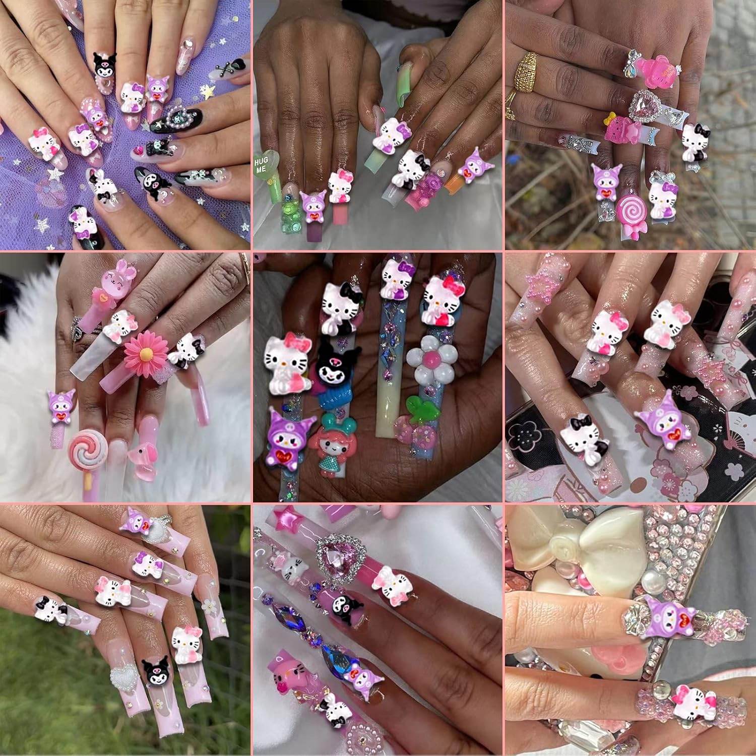 140 PCS Kawaii Nail Charms Slime Charms 3D Nail Art Charms Flatback Resin Charms, for Nail Art Decorations Supplies - My Store