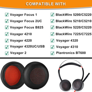 Voyager Focus UC Ear Pads - Replacement Ear Cushion Cover Compatible with Poly Voyager Focus UC, Plantronics Voyager Focus UC B825 Binaural, BLACKWIRE 5220 5210 7225, Voyager Focus 2 UC USB-A Headset